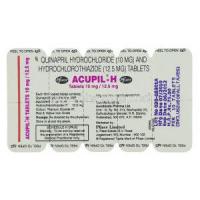 Acupil H, Quinapril 10 mg/  Hydrochlorothiazide 12.5 mg packaging