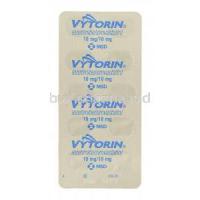 Vytorin, Ezetimibe 10 mg/ Simvastatin 10 mg packaging