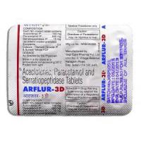 Arflur 3D,  Aceclofenac, Paracetamol, Serratiopeptidase packaging