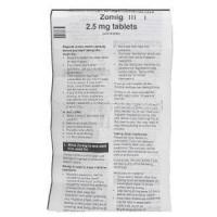 Zomig, Zolmitriptan 2.5 mg information sheet 1