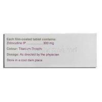 Zidovir , Generic  Retrovir, Zidovudine 300 mg box composition