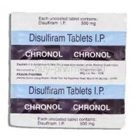 Chronol, Generic Antabuse, Disulfiram 500 mg packaging