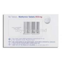 Metformin 850 mg box information