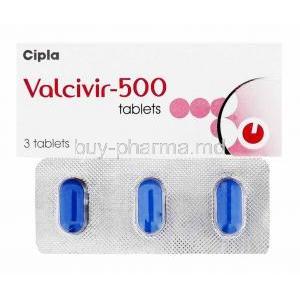 Valcivir, Valacyclovir 500mg box and tablets