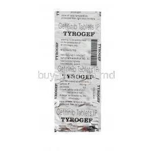 Tyrogef, Generic Iressa, Gefitinib 250mg blister pack information