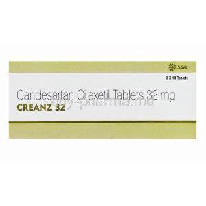 Creanz 32, Generic Atacand, Candesartan Cilexetil 32mg box