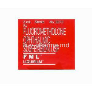 F M L, Fluorometholone Ophthalmic Suspension 1mg per ml (5ml) top label