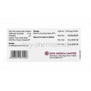 Fenopaz-5, Generic Vesicare, Solifenacin Succinate 5mg box information