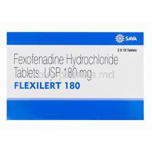 Flexilert 180, Generic Allegra, Fexofenadine Hydrochloride 180mg box