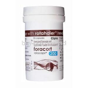 Foracort 200 Rotacaps, Generic Symbicort Rotacaps, Formoterol Fumarate 6mcg and Budesonide 200mcg bottle