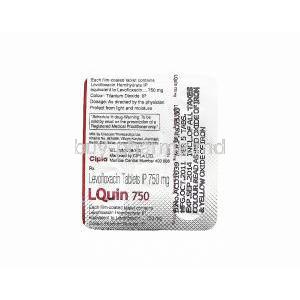 LQuin 750, Generic Levaquin, Levofloxacin 750mg blister pack information