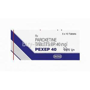Pexep 40, Generic Paxil, Paroxetine 40mg box
