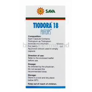 Tiodora 18 Puffcaps, Generic Spiriva, Tiotropium Bromide 18mcg box information