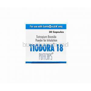 Tiodora 18, Generic Spiriva, Tiotropium Bromide 18mcg PUFFCAPS box top label