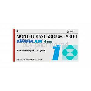 Singulair 4mg, Montelukast Sodium 4mg box