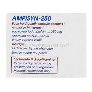 Ampisyn-250, Generic Omnipen 250, Ampicillin 250mg Box Composition