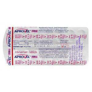 Aprovel 150mg, Irbesartan 150mg Blister Pack Information