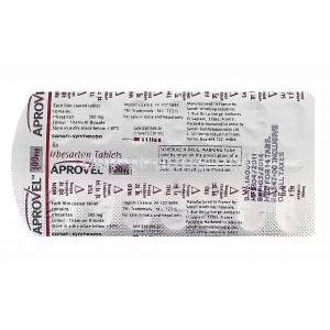 Aprovel 300mg, Irbesartan 300mg Blister Pack Information