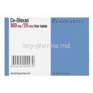 Co-Diovan, Valsartan 160mg and Hydrochlorothiazide 25mg Box