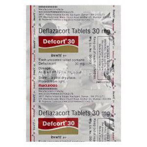 Defcort 30, Generic Calcort, Deflazacort 30mg Blister Pack Information