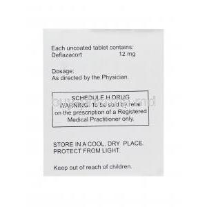 Defcort 12, Generic Calcort, Deflazacort 12mg Box Information