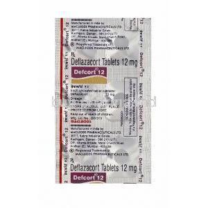 Defcort 12, Generic Calcort, Deflazacort 12mg Blister Pack Information