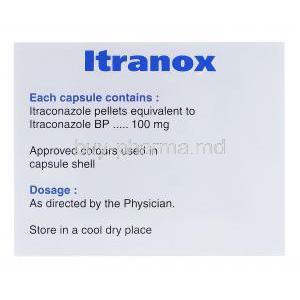 Itranox, Generic Sporanox, Itraconazole 100mg Box Composition