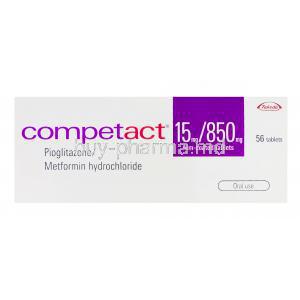 Competact, Pioglitazone 15mg and Metformin Hydrochloride 850mg Box