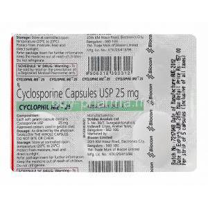 Cyclophil Me-25, Generic Gengraf, Cyclosporine 25mg Blister Pack Information