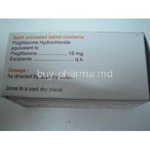 Generic  Actos, Pioglitazone 15 mg composition
