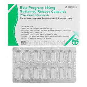 Beta-Prograne Sustained Release, Generic Inderal, Propranolol Hydrochloride 160mg