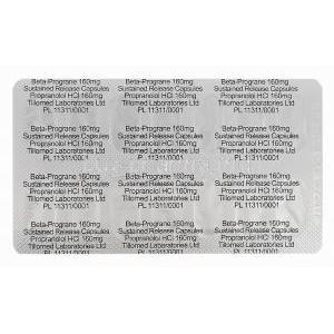 Beta-Prograne Sustained Release, Generic Inderal, Propranolol Hydrochloride 160mg Blister Pack