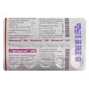 Mesacol OD, Generic Asacol, Mesalamine 1.2g Blister Pack Information