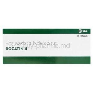 Rozatin-5, Generic Crestor, Rosuvastatin 5mg Box