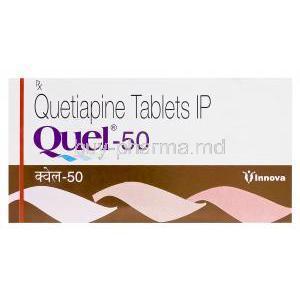 Quel-50, Generic Seroquel, Quetiapine Fumarate 50mg Box