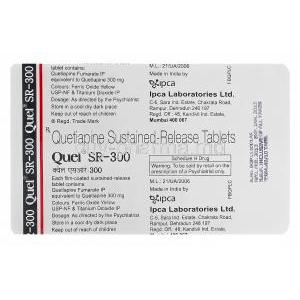 Quel SR-300, Generic Seroquel, Quetiapine 300mg Blister Pack Information