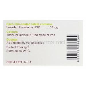 Zaart-50, Generic Cozaar, Losartan Potassium 50mg Box Information