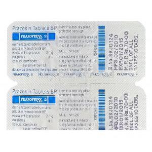 Prazopress 2, Generic Minipress, Prazosin 2mg Blister Pack Information