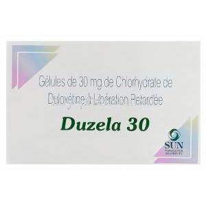 Duzela 30, Generic Cymbalta, Duloxetine 30mg Box