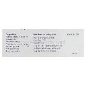 Benzac AC Gel 20gm, Benzoyl Peroxide Gel 5% Box Composition