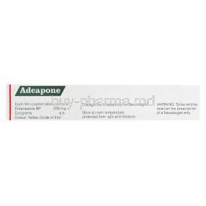 Adcapone, Generic Comtan, Entacapone 200mg Box Information