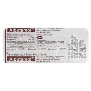 Albutamol, Salbutamol 2mg Etofylline 200mg Bromhexine Hydrochloride 8mg Blister Pack Information