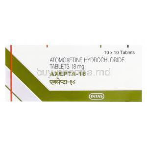 Axepta-18, Generic Strattera, Atomoxetine 18mg Box