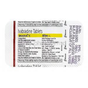 Bradia-5, Generic Coralan, Ivabradine 5mg Blister Pack Information