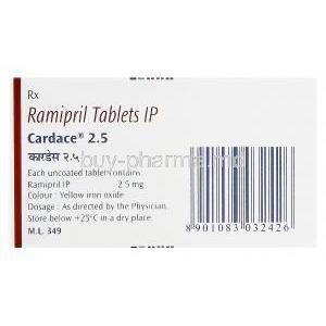 Cardace, Generic Altace, Ramipril 2.5mg Box Information