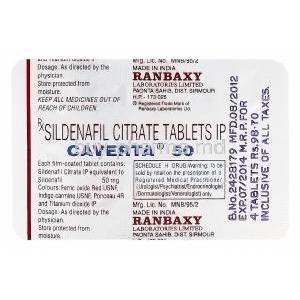 Caverta, Sildenafil Citrate 50mg Blister Pack Information