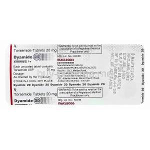 Dyamide 20, Generic DEMADEX, Torsemide 20mg Blister Pack Information