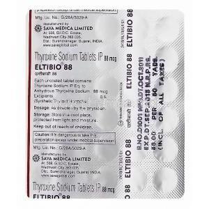 Eltibio 88, Generic Synthroid, Thyroxine Sodium 88mcg Blister Pack Information