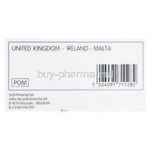 Keppra, Levetiracetam 750mg Box UCB Pharma Manufacturer