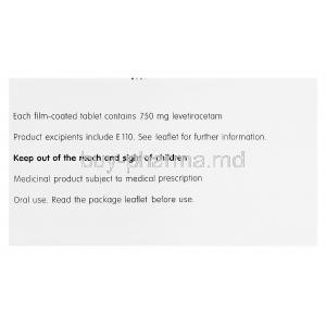 Keppra, Levetiracetam 750mg Box Information